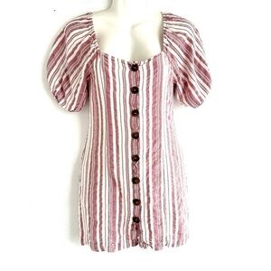 Olivaceous Women’s Red Button Down Puff Sleeve Dress Size S